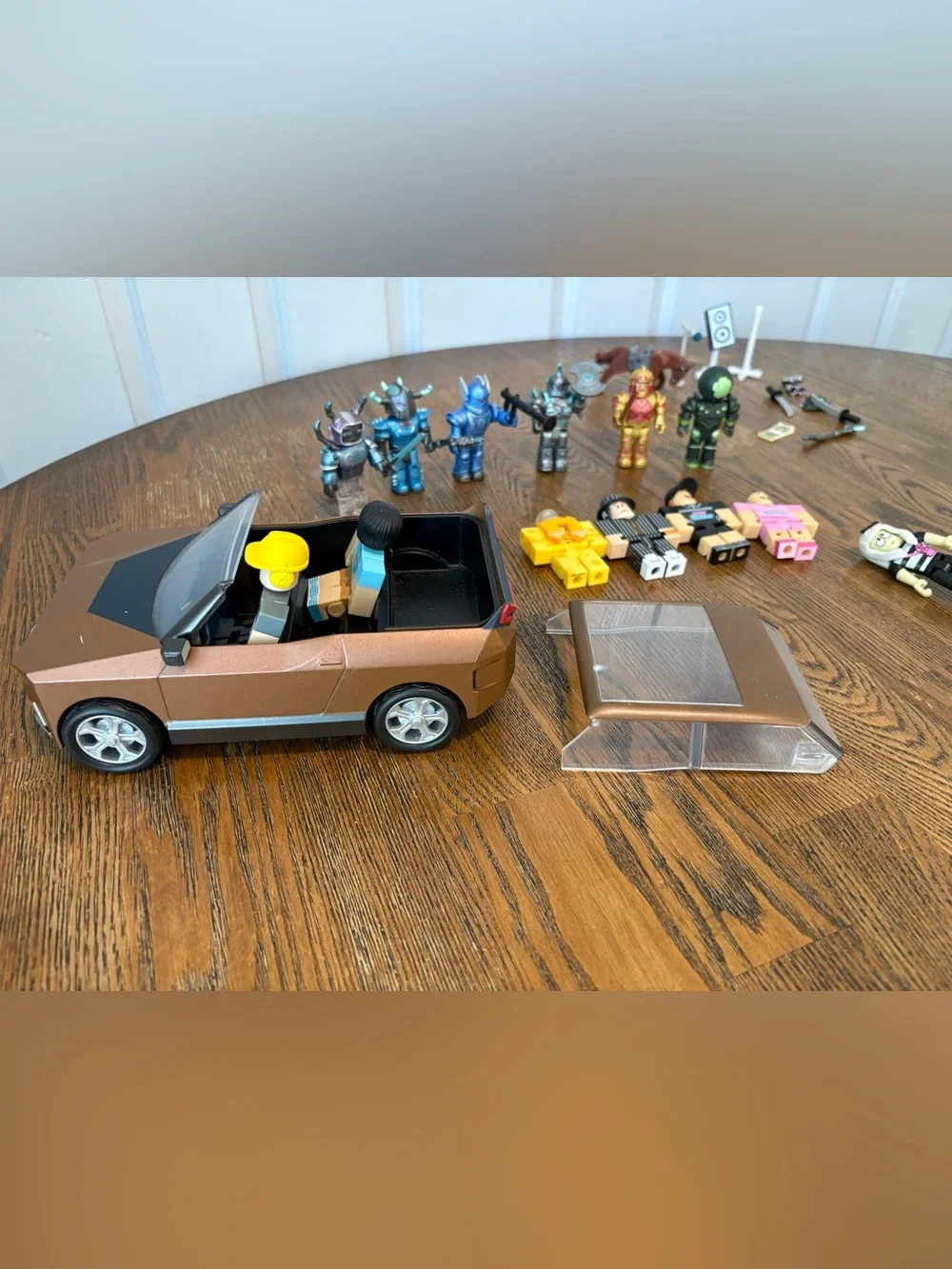 Roblox Brown Toy Convertible Car with Removable Roof and Mini Figures Bundle